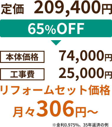 定価：209,400円→リフォームセット価格：月々306円～